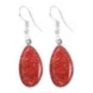 Santa Fe Style Natural Red Coral Dangle Earrings Sterling Silver NWT